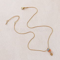 Colliers pendentifs sucette vintage en acier inoxydable émaillé de 30 mm avec nœud papillon pour femmes&nbsp;VD4670