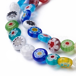 Flache runde handgemachte Millefiori Glasperlen&nbsp;LK-R004-54