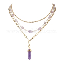 Natürlicher Amethyst-Anhänger mit doppeltem Ende und spitzer Kugel&nbsp;NJEW-JN05477-01