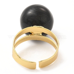 Smaltato rotondo con anello polsino aperto con perline malocchio&nbsp;RJEW-E069-03G-03
