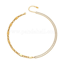 Halb-Tennishalsketten aus 316L-Chirurgenstahl mit Pavé-Fassung aus klaren Zirkonia für Damen&nbsp;WGC7388-02