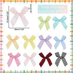 200 Stück 10 Farben Tartan-Muster Polyesterband Schleifen&nbsp;DIY-PH0013-86