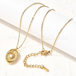 Colliers pendentifs ovales en acier inoxydable 304 en forme de coquillage pour femmes&nbsp;NJEW-Z091-12G