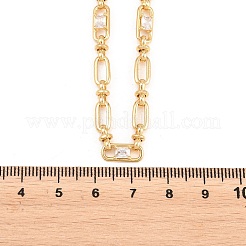 Collar de cadena de eslabones ovalados con circonita cúbica pavé de latón de 5 mm&nbsp;NJEW-D324-01G-01
