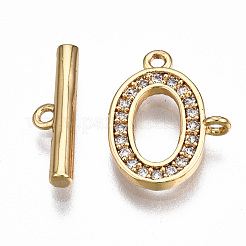 Fermagli a ginocchiera in zircone chiaro micro pavè di ottone&nbsp;KK-T063-97G-NF
