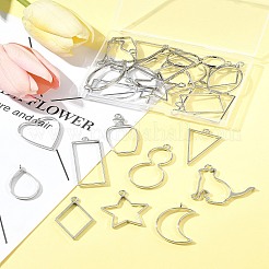 26 Stück 13 Stile Rack-Plating-Legierung offene Rückseite Lünette Anhänger&nbsp;FIND-FS0003-72