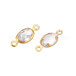 Breloques de connecteur en zircone cubique transparente en laiton&nbsp;KK-T070-09C