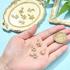 10 pz 10 stili stella in ottone micro pavé zirconi cubici trasparenti charms&nbsp;KK-CJ0002-43