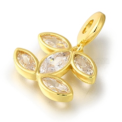 Ciondolo con micro pavé di zirconi trasparenti in ottone placcato a cremagliera&nbsp;KK-H485-08G
