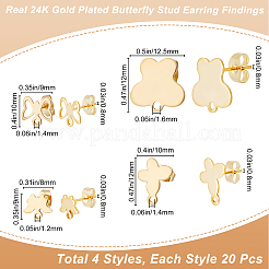 80 pièce de 4 styles de boucles d'oreilles à tige en acier inoxydable 201&nbsp;EJEW-BBC0001-07