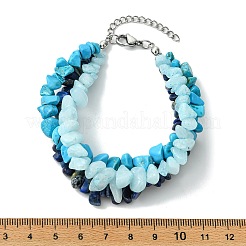 Mehrreihige Armbänder aus natürlichen und synthetischen Edelsteinsplittern für Damen&nbsp;BJEW-JB13986-02