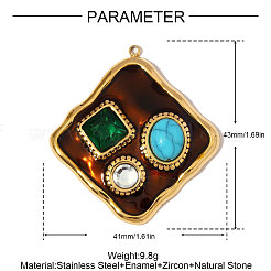 Pendentifs en acier inoxydable 304 avec zircone cubique&nbsp;STAS-OY006-68G
