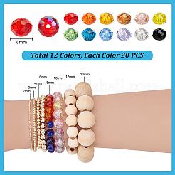 240 pz 12 colori placcatura perline di vetro trasparente&nbsp;GLAA-PH0004-64