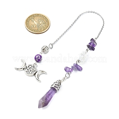 Spitze facettierte Kugel natürliche Amethyst & Opalit Chip Wünschelrute Pendel&nbsp;PALLOY-JF03067
