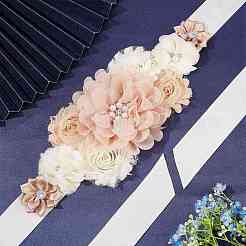 Chiffon-Blumenkettengürtel mit Strasslegierung&nbsp;AJEW-WH0248-43