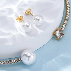 Conjunto de pendientes redondos de perlas de imitación de plástico y gargantillas cuadradas con circonitas cúbicas y rhinestone&nbsp;SJEW-U003-02G