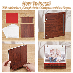 Album photo de calendrier en bois rectangulaire avec 24 feuille de pochettes en plastique et anneaux en acier inoxydable&nbsp;DIY-WH0542-33A-02