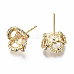 Micropave de latón claro fornituras de aretes de circonio cúbico cúbica&nbsp;KK-S360-005-NF