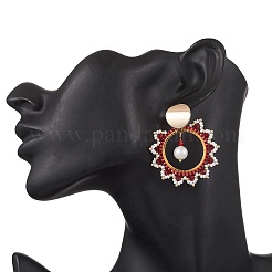 Orecchini a bottone in ottone e vetro a forma di sole&nbsp;EJEW-MZ00520-02