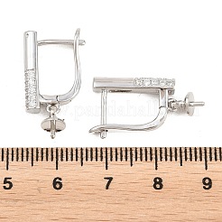 Reperti per orecchini a cerchio in zircone chiaro con micro pavé di ottone&nbsp;KK-Z158-01P