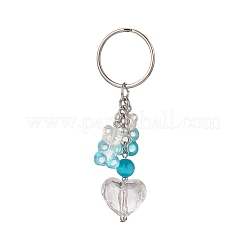 Porte-clés pendentif acrylique dégradé ours et coeur&nbsp;KEYC-TA00005