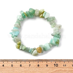Pulseras elásticas con cuentas de amazonita de flor natural con chip unisex&nbsp;BJEW-S143-26