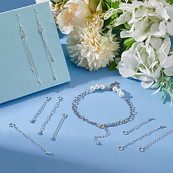 4 pièce 2 styles 925 rallonges de chaîne gourmette en argent sterling plaqué argent sterling&nbsp;FIND-BC0005-13B