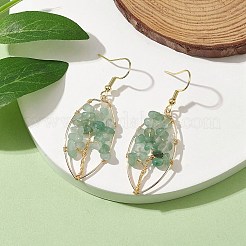 Orecchini pendenti albero della vita con avventurina verde naturale&nbsp;EJEW-JE05730-02