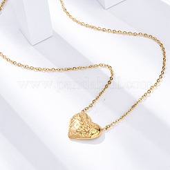 Collane a catena con ciondolo a forma di cuore testurizzato in acciaio inossidabile 304&nbsp;NJEW-U026-10G