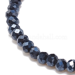 Bracelet extensible en perles rondes en verre avec breloque croix en alliage pour femme&nbsp;BJEW-JB08509