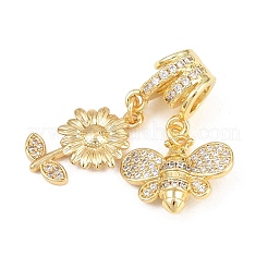 Colgantes de latón con pavé de circonitas cúbicas transparentes&nbsp;KK-H268-13A-G