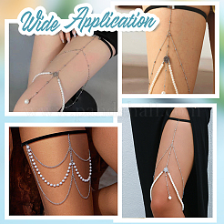 2 Stück 2 Stile Eisen mit ABS-Imitationsperle und Polyester-Oberschenkelkette&nbsp;AJEW-HY0002-14