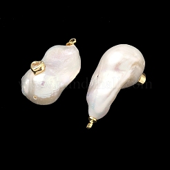 Pendentifs en laiton et perle sertis de micro-pavés de zircone cubique&nbsp;KK-H259-13C-G01