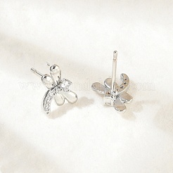 Boucles d'oreilles en laiton zircon cubique micro pavé clair&nbsp;EJEW-R016-26P-10