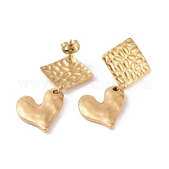 Boucles d'oreilles pendantes en forme de cœur et de losange en acier inoxydable 304 pour femmes&nbsp;EJEW-G328-20