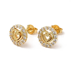 Aretes de corazón ahuecados con circonitas cúbicas transparentes&nbsp;EJEW-F301-12