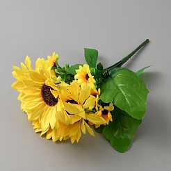 Bouquet di girasoli artificiali in seta e filo di ferro&nbsp;AJEW-WH0709-216