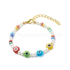 Braccialetto della collana di perline dell'occhio diabolico del lampwork & del seme di vetro&nbsp;SJEW-JS01247