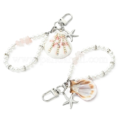 Adornos para colgantes: perlas redondas de concha y cuentas de cuarzo rosa natural.&nbsp;HJEW-TA00458