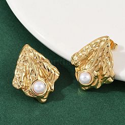 Boucles d'oreilles à tige en acier inoxydable 304 et perles en plastique ABS&nbsp;STAS-D368-01B-G