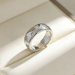 Messing Micro Pave klare Zirkonia Manschette offene Ringe&nbsp;WGA3C2A-01
