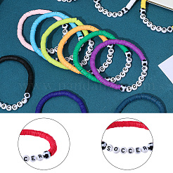 12 ensemble de bracelets extensibles en argile polymère et perles acryliques de 12 couleurs&nbsp;BJEW-GF0001-34