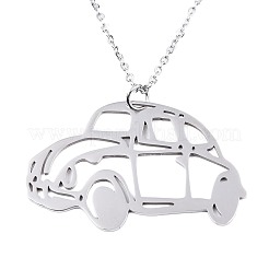 Collana con ciondolo per auto in acciaio inossidabile 201 anti-ossidazione con catene a cavo per uomo e donna&nbsp;NJEW-T009-JN105-1-45-A