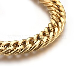 Ionenplattierung (IP) 304 Edelstahl Cuban Link Kette Armbänder&nbsp;BJEW-L637-01A-G