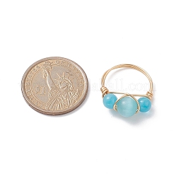Katzenaugen-Fingerring mit Perlen&nbsp;RJEW-JR00560-01