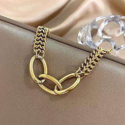Hip-Hop-Armbänder aus 304er Edelstahl mit kubanischen Gliedern und 201er Edelstahl mit Kabelkette für Damen&nbsp;FS-WG3DCDD-01