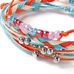 Set di 4 braccialetti di perline intrecciati in lega e vetro a 4 stili&nbsp;BJEW-B065-09B