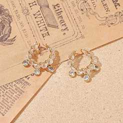 Anello polsino con ciondoli in perline di vetro trasparente&nbsp;EJEW-TA00158