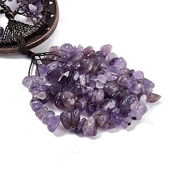 Natürlicher Amethyst-Chip-Baum des Lebens-Anhänger-Dekoration&nbsp;G-F733-06C