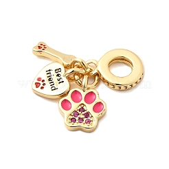 Messing Micro Pave Kamelie Zirkonia europäischen Anhänger Charms&nbsp;X-KK-F904-09G